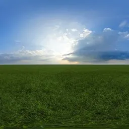 Green grass cloudy blue sky pure sky
