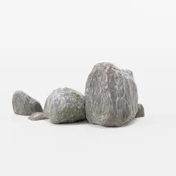 Detailed 3D rock model with realistic textures, suitable for Blender landscape rendering and game assets.