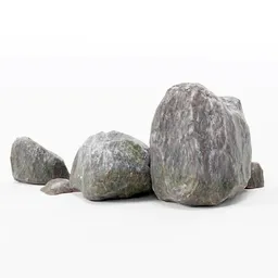 Detailed 3D rock model with realistic textures, suitable for Blender landscape rendering and game assets.