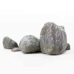 "Low-poly rock formation with realistic PBR textures for Blender 3D - Landscape category model inspired by Sesshū Tōyō and rendered in path tracing style. Perfect for digital animations, noise rock album covers, and installations. Created by Richard Benning and James Gillick in 2019."