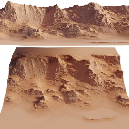 High-resolution 3D sandstone cliff model with detailed textures for Blender rendering.
