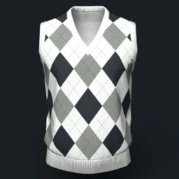White Argyle Knit Vest
