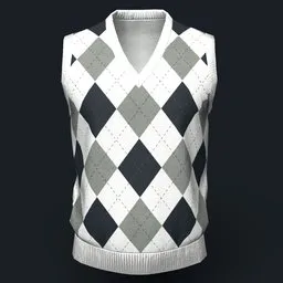 White Argyle Knit Vest
