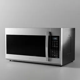 Realistic 3D render of a stainless steel smart microwave for Blender 3D projects.