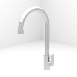 High-quality 3D rendering of a modern styled steel water tap against a white background, ideal for Blender 3D projects.