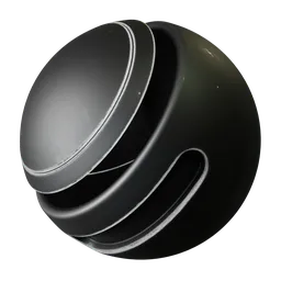 High-resolution PBR black metal material for Blender with a procedural texture and curvature highlights.