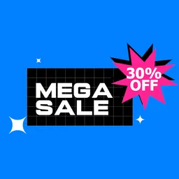 3D promotion animation template with dynamic text and discount burst, created with Blender geometry nodes.