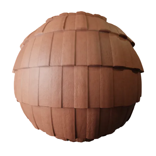 High-resolution French roof tile material for 3D modeling, realistic clay texture, suitable for Blender and PBR workflows.