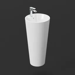 Detailed Blender 3D model of a contemporary pedestal sink with faucet.