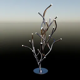 Designer Metal Tree Lamp With LEDs (Geometry Nodes Modifier)