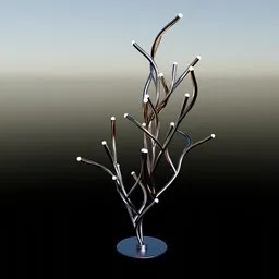 Designer Metal Tree Lamp With LEDs (Geometry Nodes Modifier)