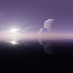 Sci-fi Planet Pink Sunset Sky