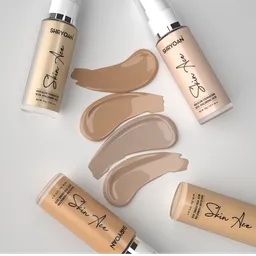 Makeup swatch with foundation