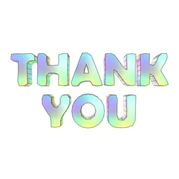 Colorful 3D wireframe typography "THANK YOU" with geometric nodes, customizable text for creative professionals.