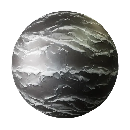 High-resolution aluminum foil 3D texture for rendering in Blender and PBR-compatible applications.