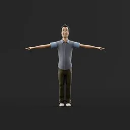 Stylized Middle-Aged Man Rigged