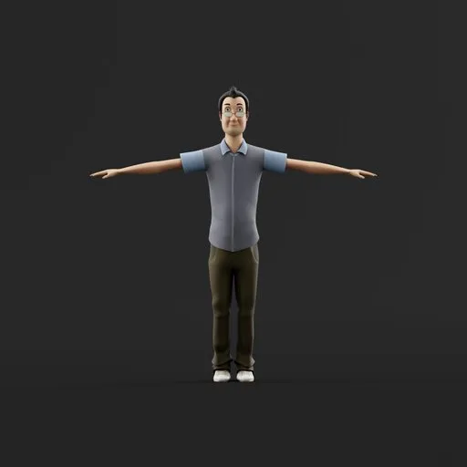 Stylized Middle-Aged Man Rigged