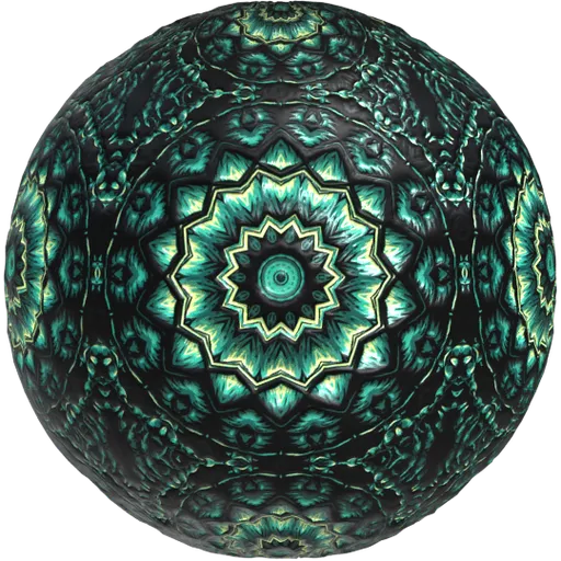 Seamless PBR ceramic tile texture with configurable Mandala pattern for 3D materials in Blender.