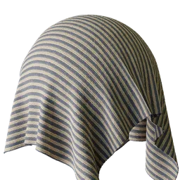 Navy and Beige Striped Knit Fabric