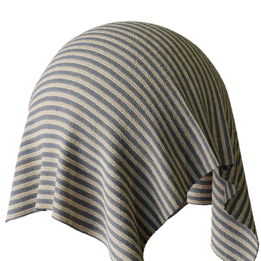 Navy and Beige Striped Knit Fabric