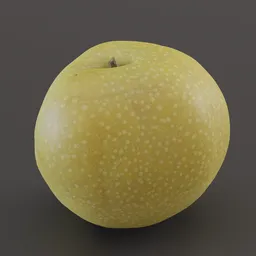 Realistic 3D model of an Asian Pear with detailed textures and 4K resolution, suitable for Blender rendering.