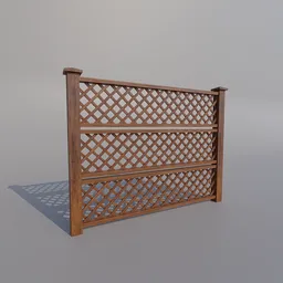 "Modular wooden fence 3D model for Blender 3D - 2 meter long with lattice design. Suitable for French garden and elegant furniture themes. Other designs available from the same user."
