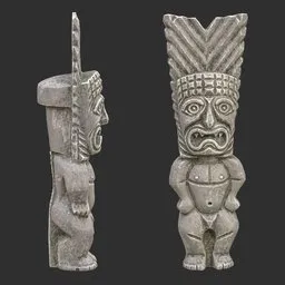 Tiki God Sacred Crown Statue Stone