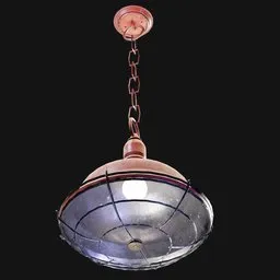 Short Industrial Pendant Light Red