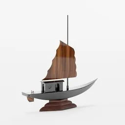 Detailed Vietnamese ship miniature 3D model, suitable for Blender, perfect for close-up renders and interior design visualization.