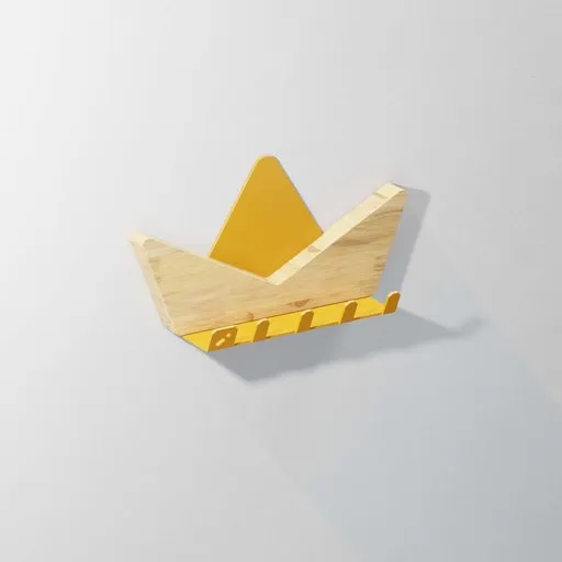 3D rendering of a boat-shaped keyholder for Blender design, combining minimalistic style and function.