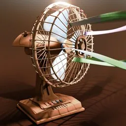 Desk Fan With Streamers (Animated 500 Frame Loop)