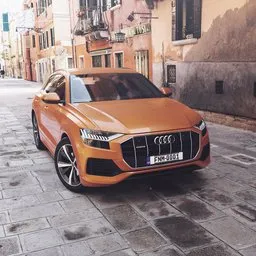 "Accurate Audi Q8 luxury supercar 3D model for Blender 3D. Detailed exterior and basic interior created with the shrink-wrap technique and incorporating tricks from Nurbs modeling. Created in Blender 3D software by Caro Niederer, featured on dribble, with a trending 2019 promotional photoshoot in an Italian town."