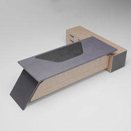 Ergonomically designed 3D model of an office desk with adjustable features, ideal for comfortable working posture, rendered in Blender.
