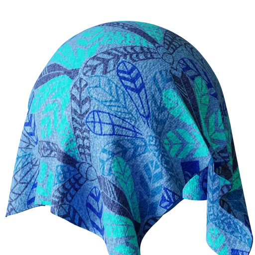 Blue Feather Print Cotton Towel