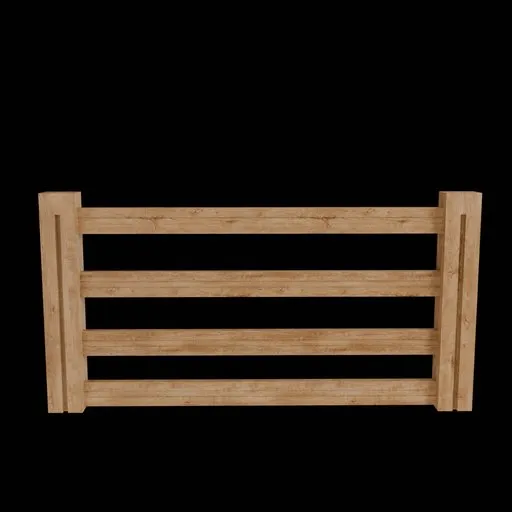 Realistic wooden fence panel 3D model, textured for Blender rendering, with detailed lumber design.