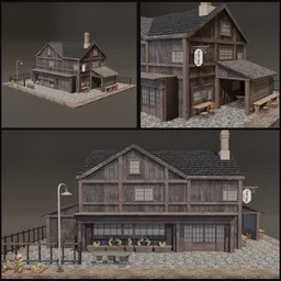Dark wood style coffee shop building