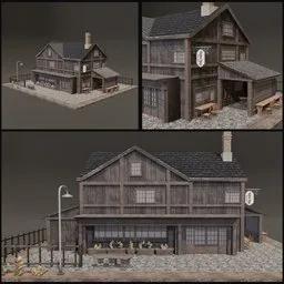 Dark wood style coffee shop building