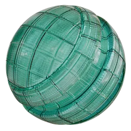 Green glass with block pattern