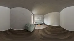 360-degree CG living room panorama for scene lighting with sofa, table, and elegant decor.