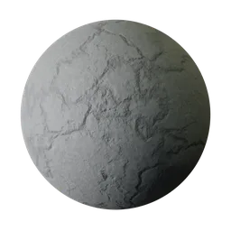 Highly detailed PBR damaged concrete sphere showcasing customizable cracked texture for 3D modeling and rendering.