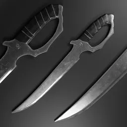 High-detail low-poly 3D model of a steel dagger with 8K texture maps, rendered in Blender Cycles.
