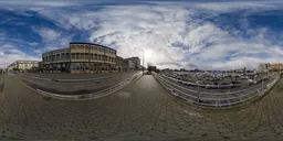 Urban Downtown City Sunny Cloudy Day