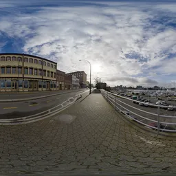 Urban Downtown City Sunny Cloudy Day