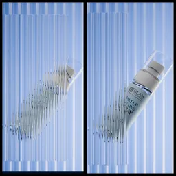 Face wash behind a glass shot