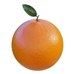 Realistic 3D model of an orange with detailed texture, ideal for Blender rendering and CGI projects.