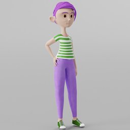3D rendered model of a child character, with clean lines and ready for Blender animation.