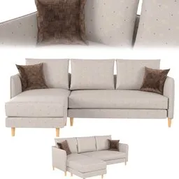 White Sofa with brown pillow