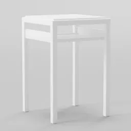 High-quality white 3D model of a modern square side table for Blender rendering projects.