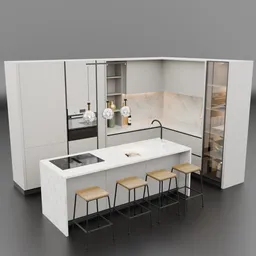 Modern Beige Kitchen L with island
