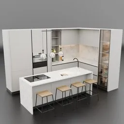Modern Beige Kitchen L with island